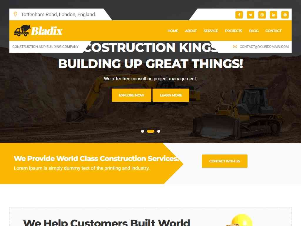 HTML шаблон сайта, который идеально подходит для промышленных объектов, строительства и производства, который подходит для всех типов строительных, заводских и промышленных предприятий.